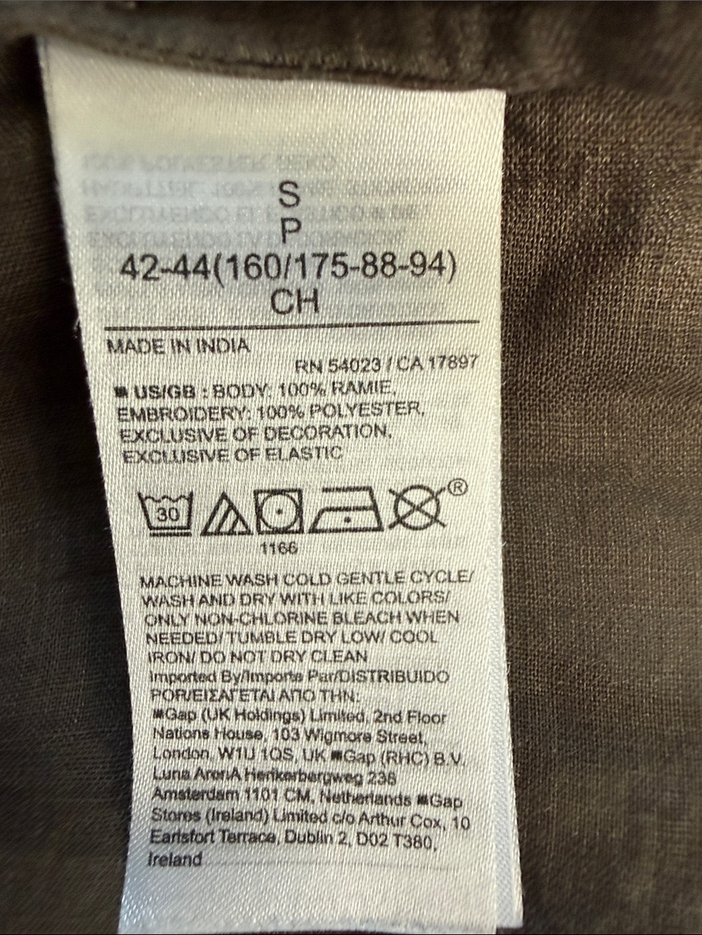 Banana Republic Olive Eyelet Linen Peasant Blouse. 100% Ramie, Made in India - Picture 8 of 8